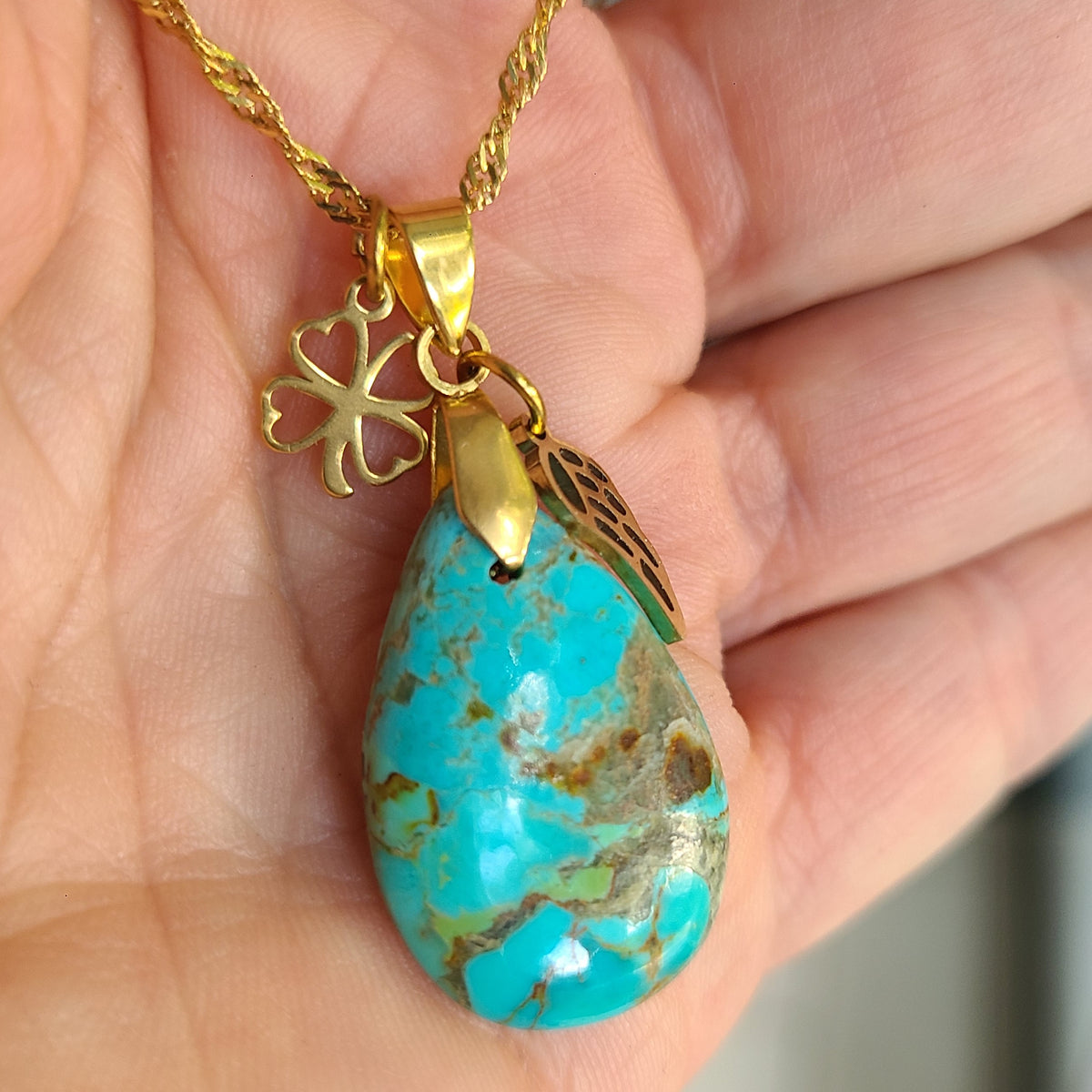 Collier en acier et turquoise Kingman - Pièce unique - Petite Rainette