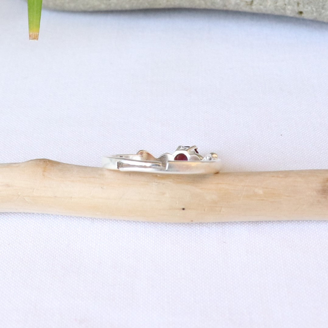 Bague réglable en argent et topaze bleue - Petite Rainette