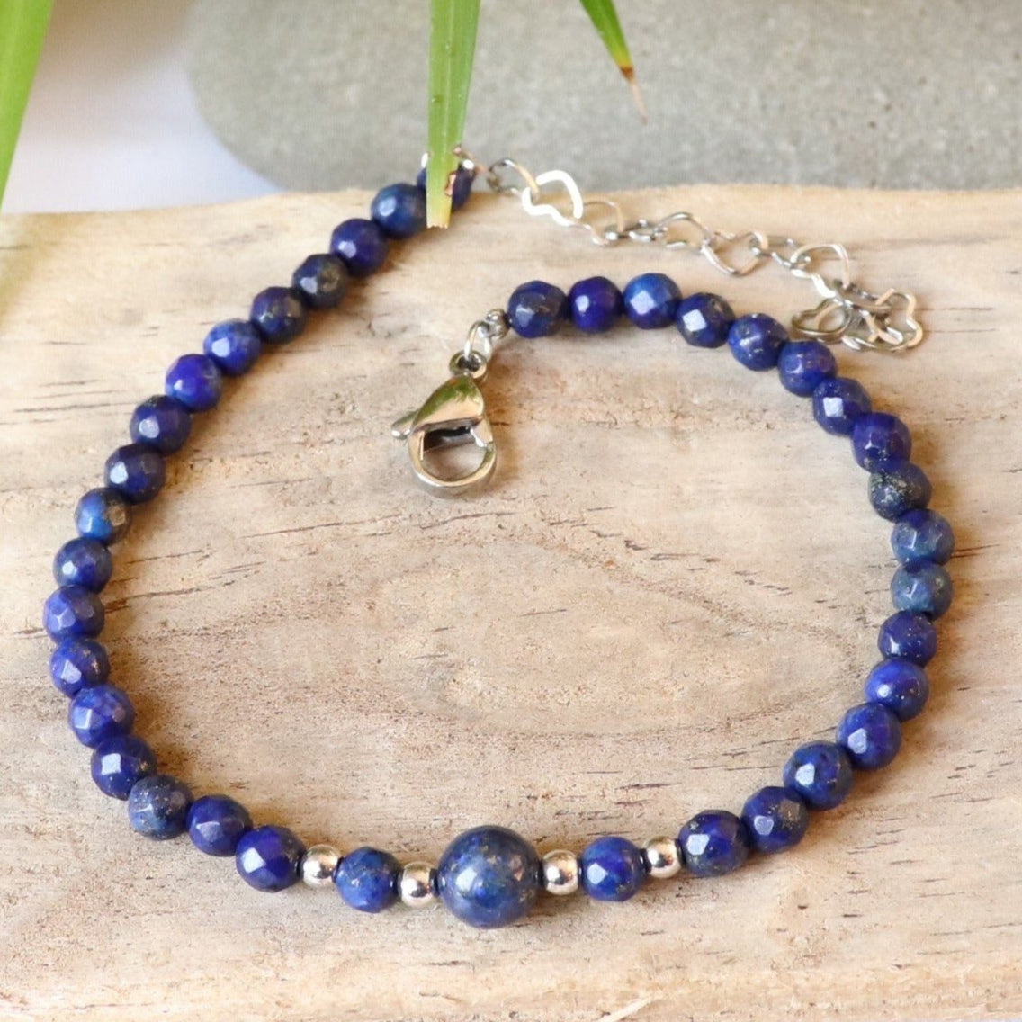 Bracelet en acier et lapis lazuli - Petite Rainette