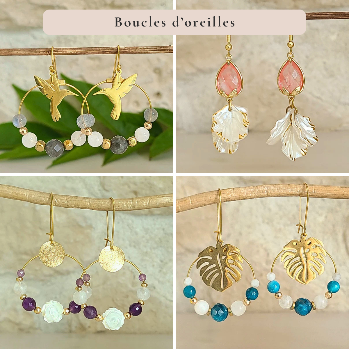 Boucles d'oreilles en pierres naturelles