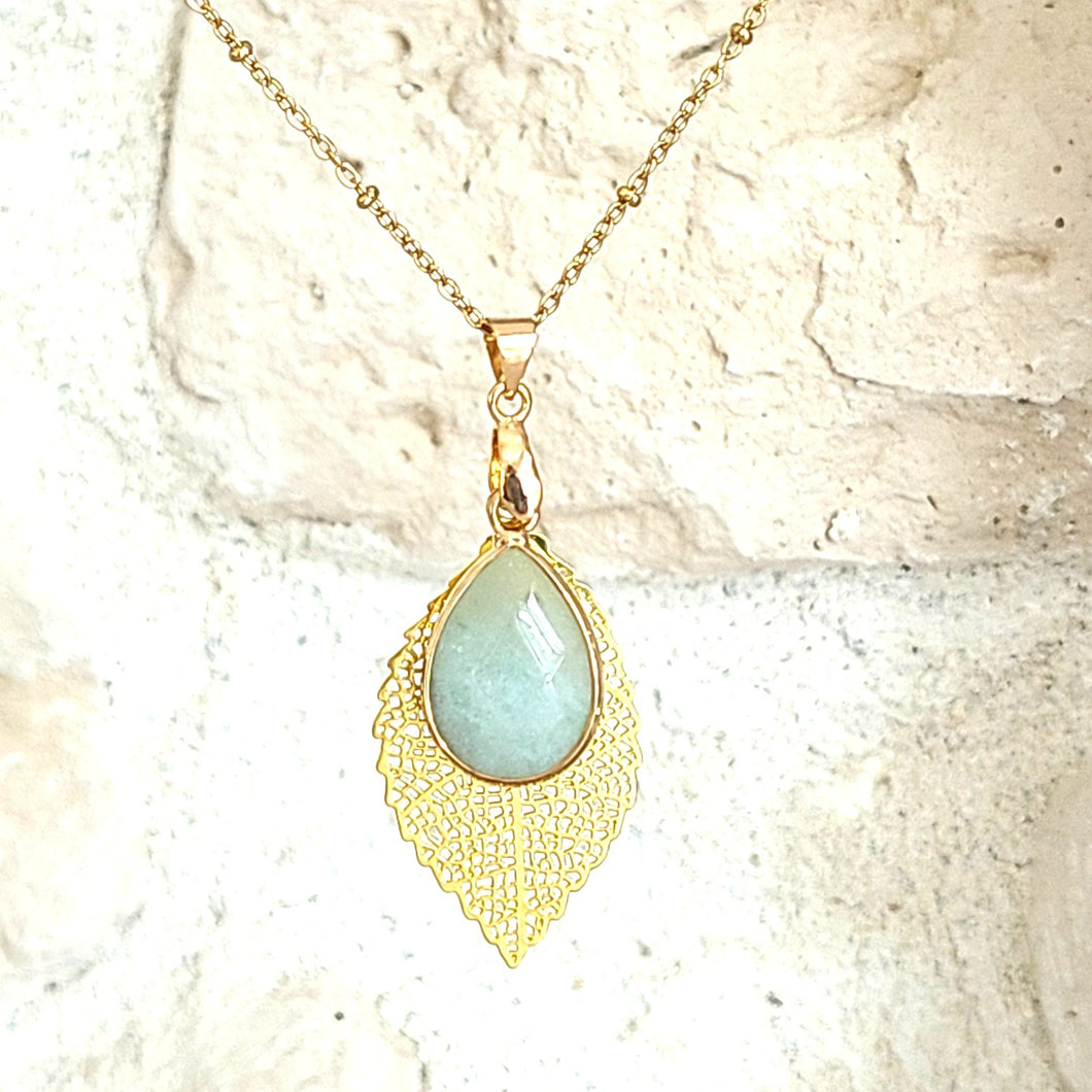 Collier en acier et amazonite