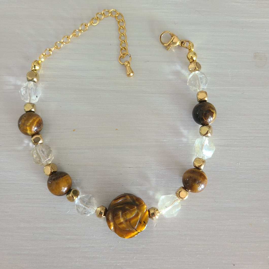 Bracelet en oeil de tigre et citrine