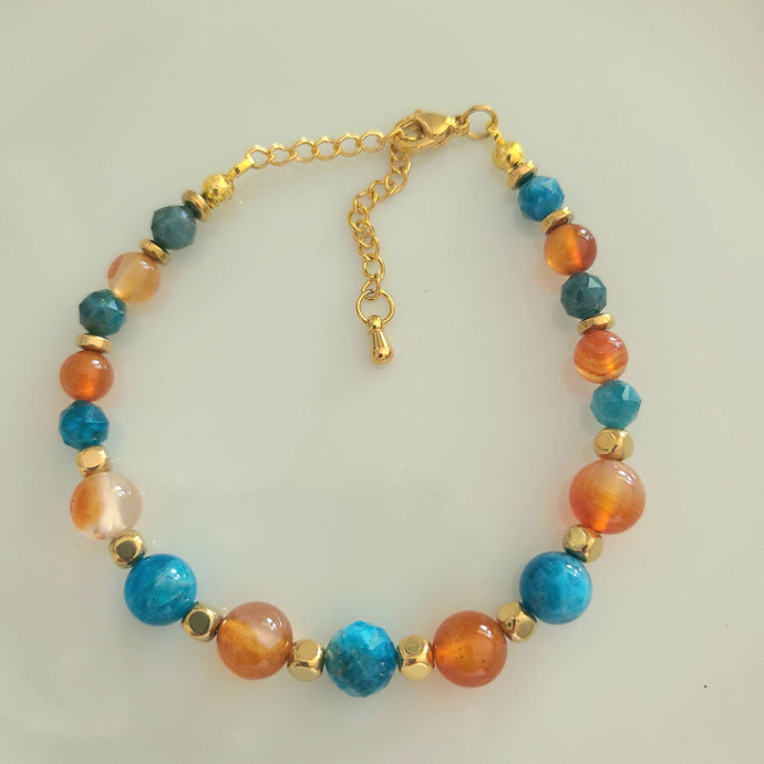 Bracelet en apatite et cornaline