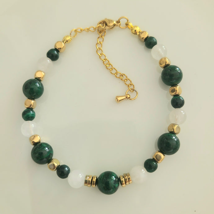 Bracelet en malachite et jade