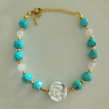 Charger l&#39;image dans la galerie, Bracelet en howlite turquoise et jade