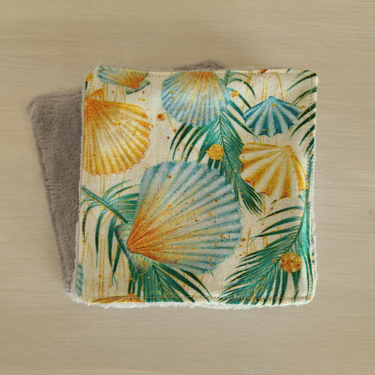 Lot de 7 lingettes démaquillantes lavables - Motifs coquillages