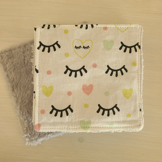 Lot de 7 lingettes démaquillantes lavables - Motifs yeux
