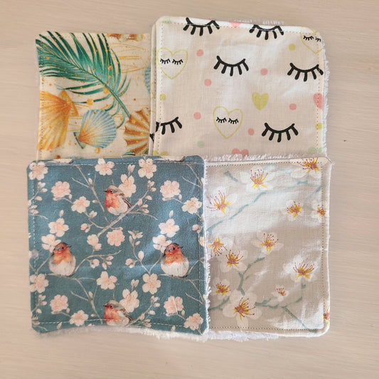 Lot de 7 lingettes démaquillantes lavables - Motifs variés