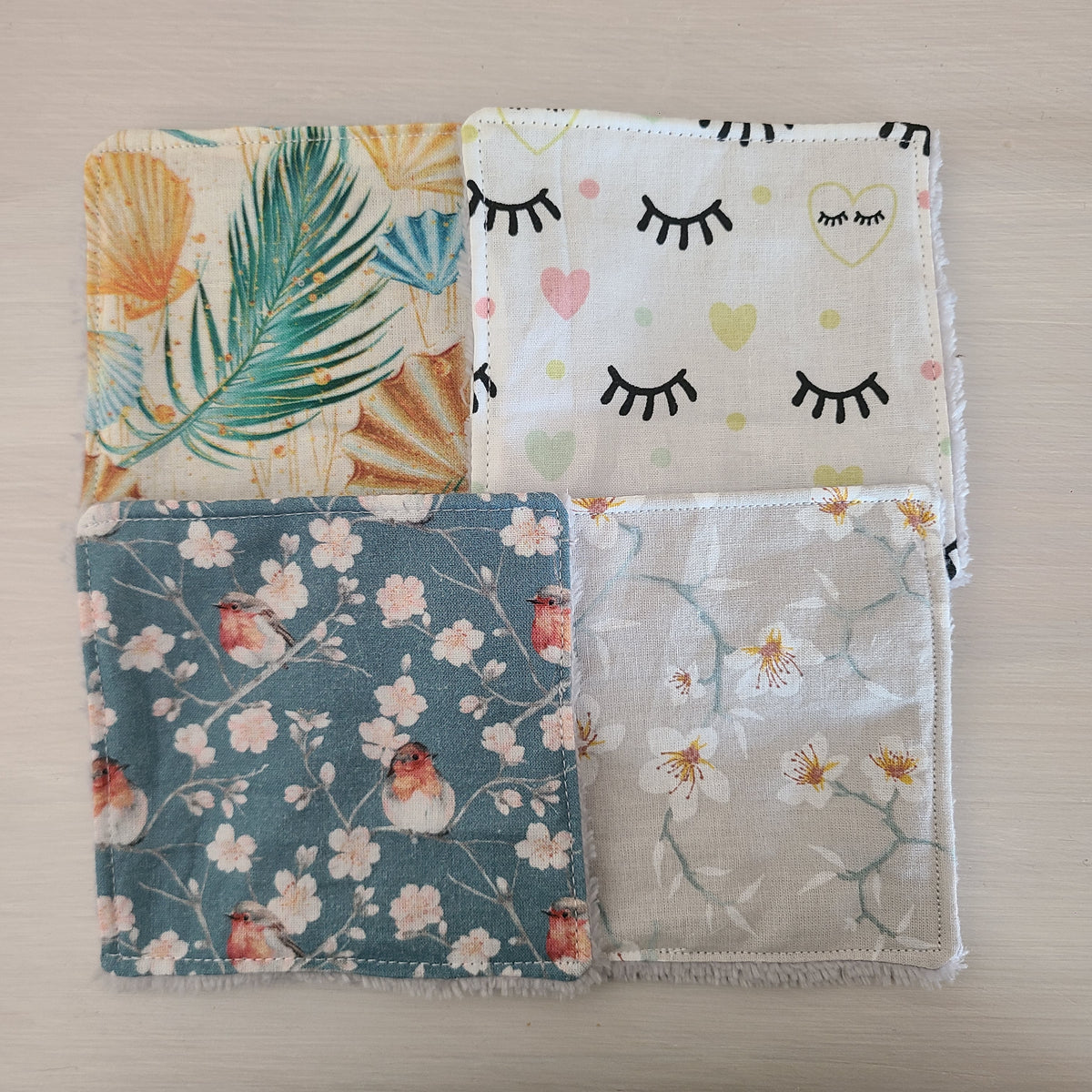 Lot de 7 lingettes démaquillantes lavables -  Motifs variés
