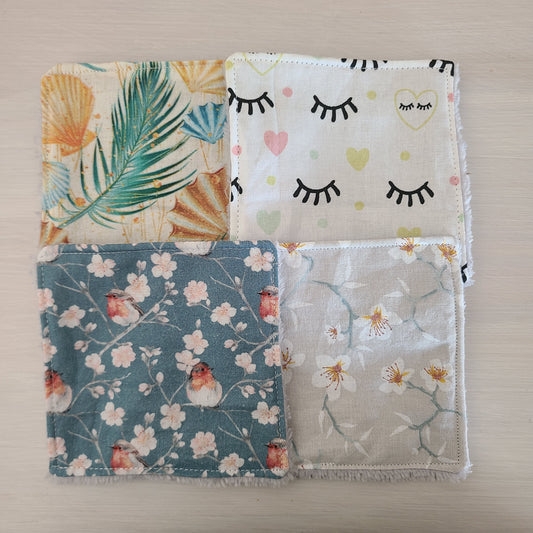 Lot de 7 lingettes démaquillantes lavables -  Motifs variés
