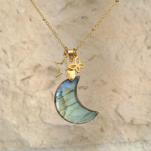 Nouveauté - Collier lune en labradorite