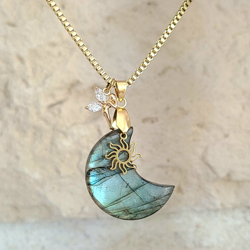 Nouveauté - Collier lune en labradorite