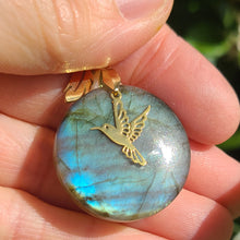 Charger l&#39;image dans la galerie, Nouveauté - Collier colibri en acier et labradorite