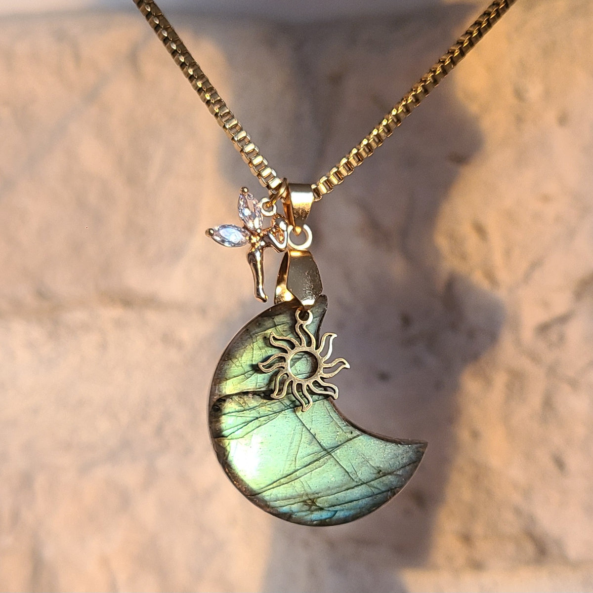 Collier lune en labradorite