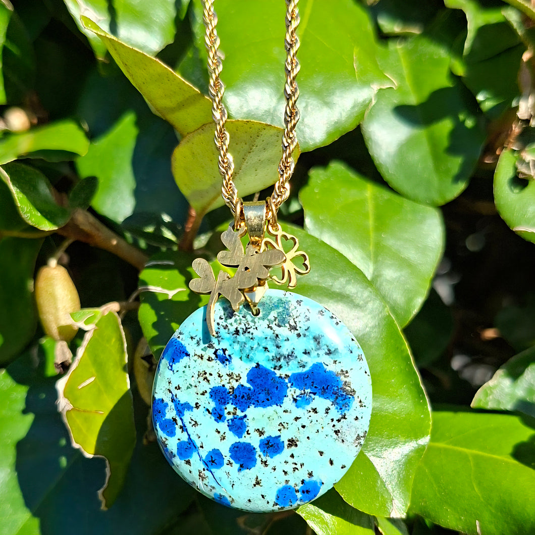 Nouveauté - Collier en acier et azurite malachite