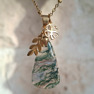 Collier En Agate Mousse Naturelle – Perles Véritables – Zen-et-sante.fr