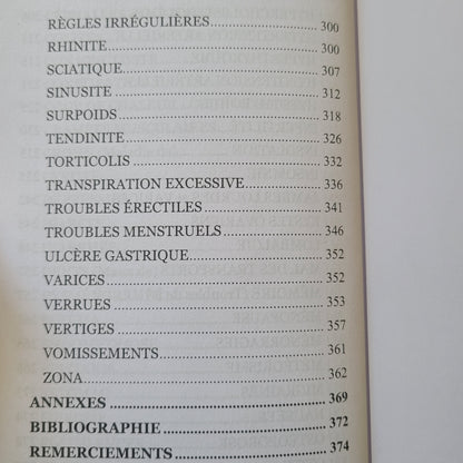 Table des matières de Mon manuel de santé au naturel de règles irrégulières à remerciements