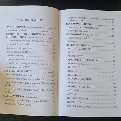 Table de matiere de Mon manuel de santé au naturel de l'avant propos à calculs biliaires