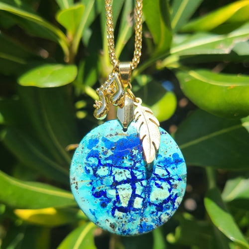 Nouveauté - Collier en acier et azurite malachite