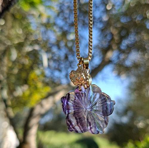 Nouveauté - Collier en acier et fluorite