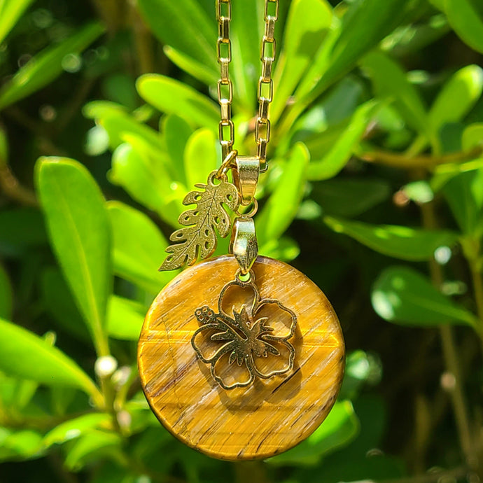Nouveauté - Collier en acier et œil de tigre