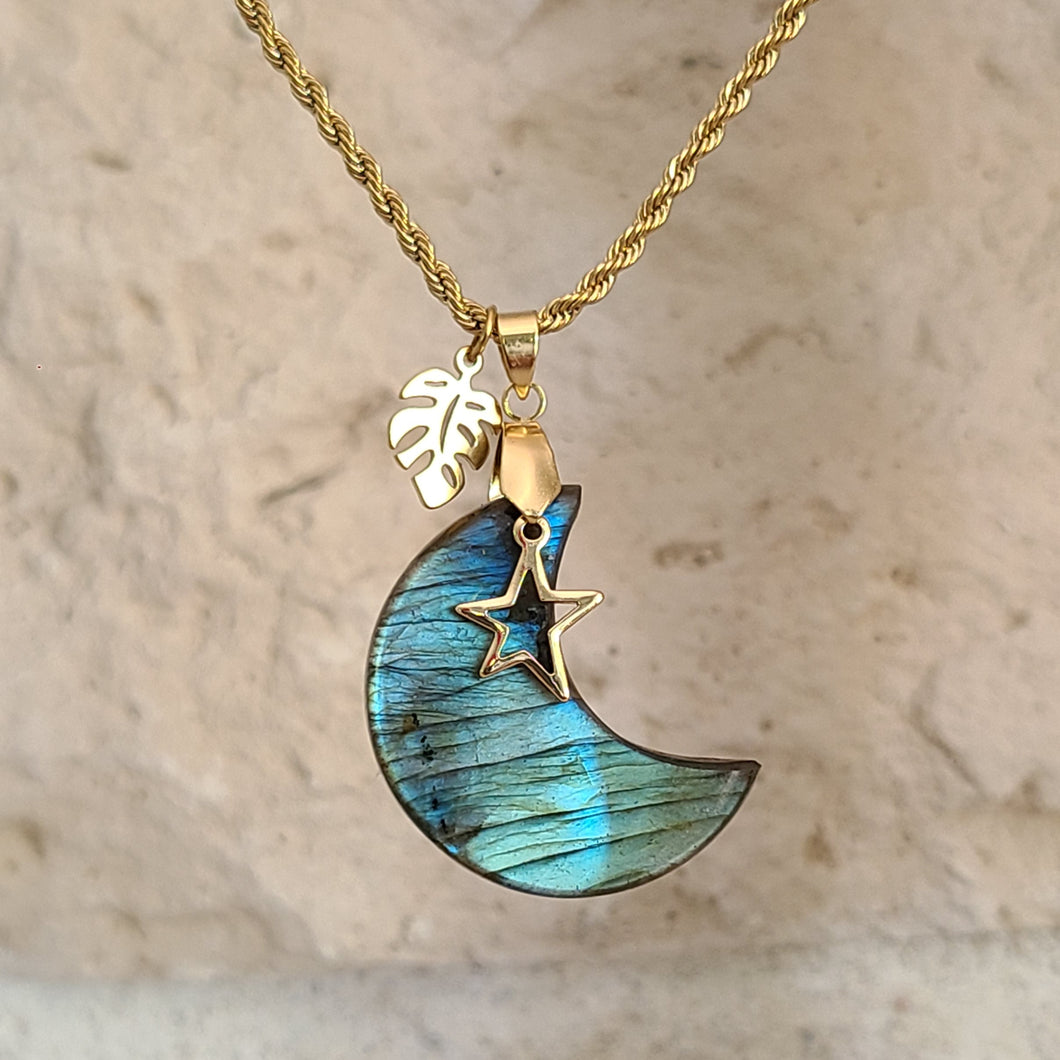 Nouveauté - Collier lune en labradorite