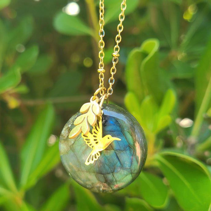 Nouveauté - Collier en acier et labradorite