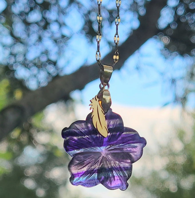 Collier en acier et fluorite