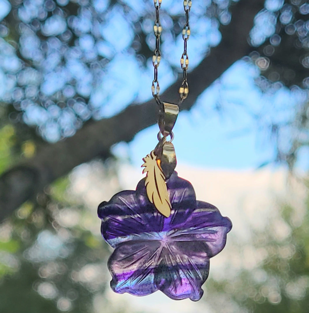Collier en acier et fluorite