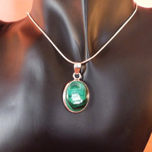 Charger l&#39;image dans la galerie, Pendentif argent et malachite - Bijoux Cailloux Bambou