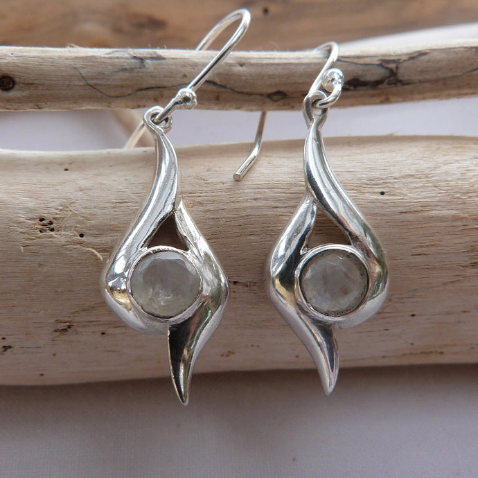 Boucles d'oreilles en argent et pierre de lune - Bijoux Cailloux Bambou