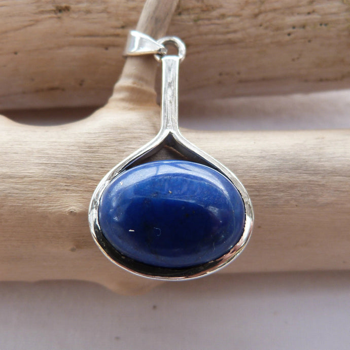 Pendentif en argent et lapis-lazuli véritable - Bijoux Cailloux Bambou