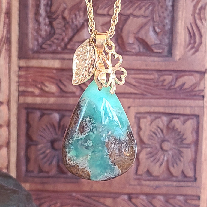 Collier en acier et chrysoprase - Petite rainette