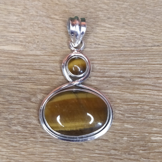 Pendentif en argent et oeil de tigre - Petite Rainette