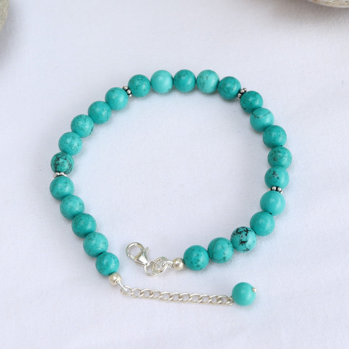 Bracelet en argent et turquoise - Bijoux Cailloux Bambou