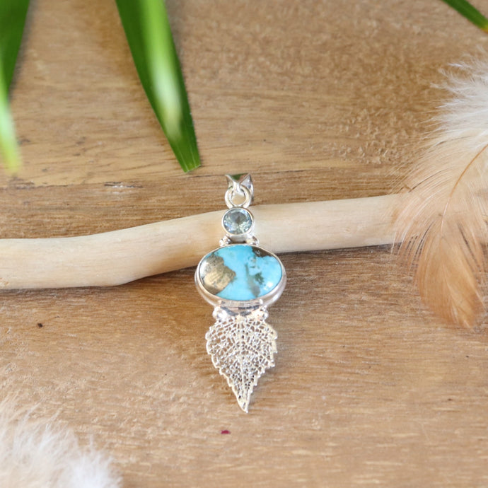 Promotion - Pendentif en argent turquoise et topaze