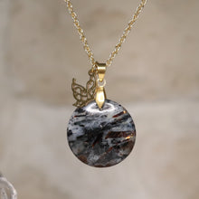 Charger l&#39;image dans la galerie, Collier en acier et astrophyllite ronde - Petite Rainette