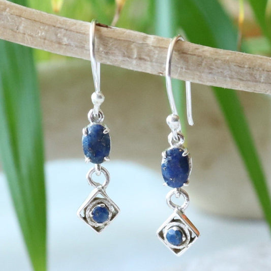 Boucles d'oreilles en argent et lapis-lazuli 