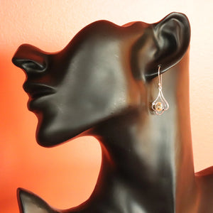 Boucles d'oreilles longues en argent et citrine - Bijoux Cailloux Bambou