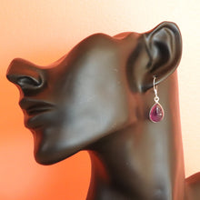 Charger l&#39;image dans la galerie, Boucles d&#39;oreilles forme goutte en argent et améthyste - Bijoux Cailloux Bambou