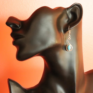 Boucles d'oreilles longues en argent et turquoise - Bijoux Cailloux Bambou