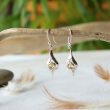 Charger l&#39;image dans la galerie, Boucles d&#39;oreilles longues en argent et citrine - Bijoux Cailloux Bambou