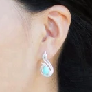 Boucles d'oreille phoenix en argent 925 et amazonite véritable - Bijoux Cailloux Bambou