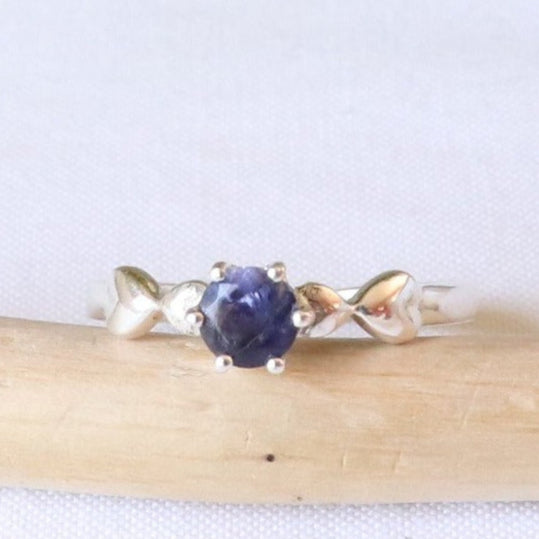 Bague réglable en argent et iolite - Petite Rainette
