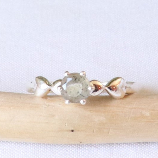 Bague réglable en argent et labradorite -Petite Rainette