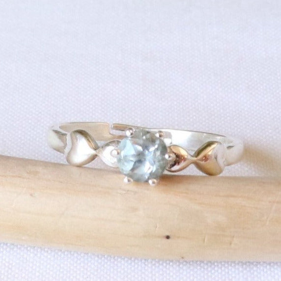 Bague réglable en argent et topaze bleue - Petite Rainette