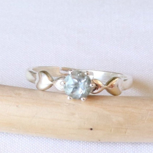 Bague réglable en argent et topaze bleue - Petite Rainette