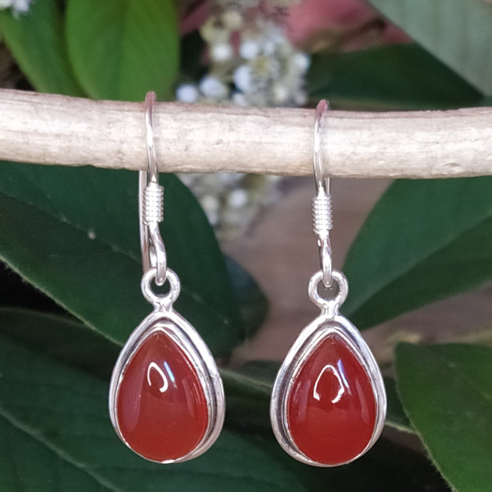 Boucles d'oreilles en argent et cornaline - Petite Rainette