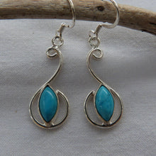 Charger l'image dans la galerie, Boucles d'oreilles longues en argent et turquoise 