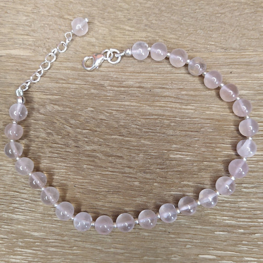 Bracelet et argent et quartz rose - Petite Rainette